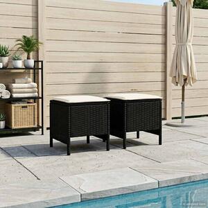 VidaXL Kerti lábtartó 2 Darab Fekete és Krém 38 x 38 x 45 cm PE Rattan