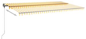 VidaXL sárga és fehér kézzel kihúzható LED-es napellenző 600x300 cm