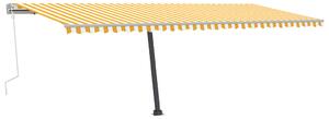 VidaXL sárga-fehér kézzel kihúzható póznás napellenző 600 x 300 cm