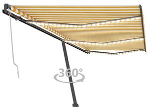 VidaXL sárga-fehér szélérzékelős és LED-es napellenző 600x300 cm
