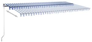VidaXL kék-fehér automata póznás napellenző 600 x 300 cm