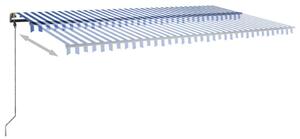 VidaXL kék és fehér kézzel kihúzható póznás napellenző 600 x 300 cm