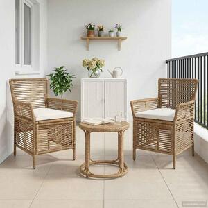 VidaXL Kültéri szék párnával 2 pcs Beige és krém polirattan