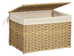 SONGMICS Rattan Hatású Tárolódoboz Fedéllel 65L Természetes