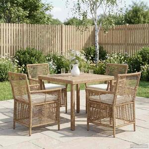 VidaXL Kültéri szék párnával 4 pcs Beige és krém polirattan