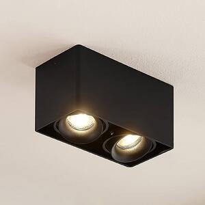 Arcchio Kubika downlight, 19 cm, fekete, 2-lámpás, fém, fekete színű, dimmelhető, Fekete, Folyosó, Alumínium, Modern