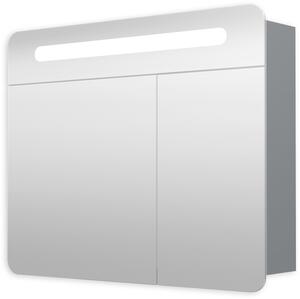 Tükrös szekrény 80 cm, 2 ajtós, 2x zsanér, LED világítás, aljzat+kapcsoló, IP44 GALPIR80LED