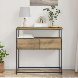 VidaXL Konsole Asztal Artisztikus Tömörfa 75x40x75 cm Műanyag és Acél