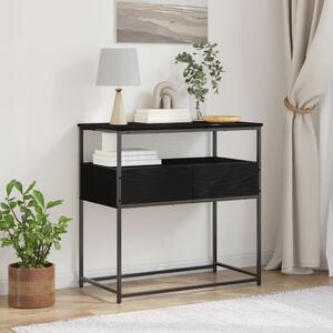 Konsol asztal Fekete Tölgy 75x40x75 cm Mérnöki Fa és Acél