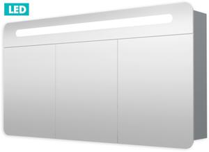 Tükrös szekrény 120 cm, 3 ajtós, LED világítás, aljzat+kapcsoló, IP44 GALPIR120LED