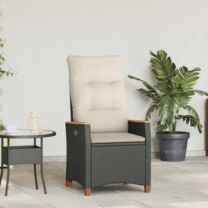 VidaXL Fekvő Kerti Szék Fekete és Krém 64 x 57,5 x 112 cm polirattan