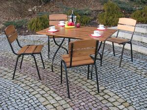 ROJAPLAST WEEKEND SET összecsukható kerti asztal, 120 cm, 4 db kerti székkel ()