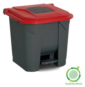 Szelektív hulladékgyűjtő konténer, műanyag, pedálos, antracit/piros, 30L
