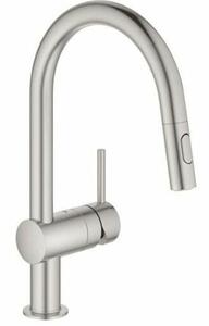 Mosogató csaptelep GROHE Minta kihúzható zuhannyal supersteel 32321DC2