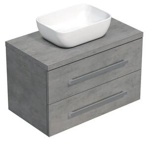 Fürdőszobaszekrény lappal SAT Cube Way 80x53x46 cm beton matt CUBE46803BE45
