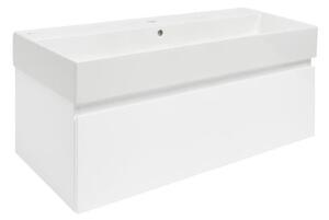 Fürdőszobaszekrény mosdókagylóval SAT B-WAY 99x30x45 cm fehér fényes BWAY100WU2