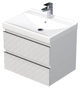 Fürdőszobaszekrény mosdóval SAT Cube Way 60x47,5x46 cm fehér matt CUBE3D46602ZBVER