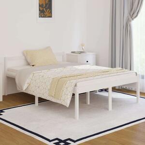 VidaXL Double fehér tömör fenyőfa ágy időseknek 135 x 190 cm