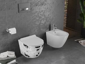 Mexen LENA Perem nélküli, függő WC csésze, lassan süllyedő ülőkés SLIM, 48 x 36 cm, gazette, 30224099