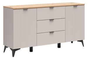 Komód Ruvmeli 102, Laminált forgácslap, 82x150x41cm, Kasmír, Tölgy