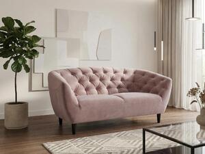 Chesterfield kanapé Norsica 260, Poros rózsaszín, 150x84x78cm, Lábak: Fa,Részben összeszerelt, Kaucsuk