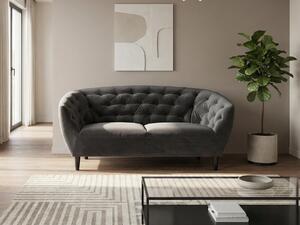 Chesterfield kanapé Norsica 260, Sötétszürke, 150x84x78cm, Lábak: Fa,Részben összeszerelt, Kaucsuk