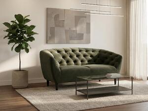 Chesterfield kanapé Norsica 260, Sötétzöld, 150x84x78cm, Lábak: Fa,Részben összeszerelt, Kaucsuk