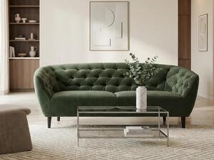 Chesterfield kanapé Norsica 232, Kárpit, 78x191x84cm, Sötétzöld, Részben összeszerelt, Kaucsuk