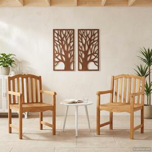 VidaXL Kerti Szék 2 pcs Természetes 58 x 60 x 93 cm Tömör Teakfa