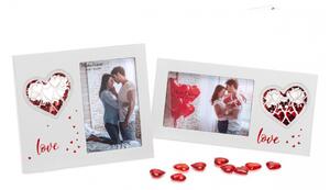 Esküvői fa fotókeret SWEET KISSES 10x15cm alkalmazással