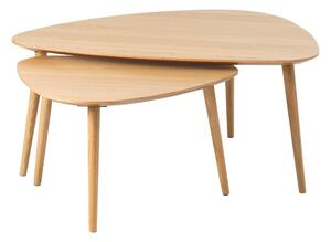 Natúr színű dohányzóasztal szett tölgyfa dekorral 2 db-os 70x100 cm Adda – Unique Furniture