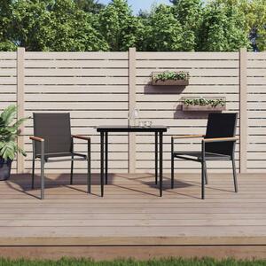 2 db fekete textilén és acél kerti szék 55 x 61,5 x 90 cm