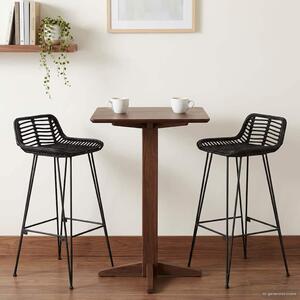 Bárszék 2 pcs Fekete 44 x 46 x 91 cm Rattan és acél