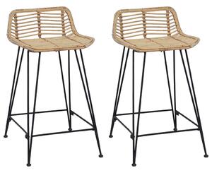 Bárszék 2 pcs Természetes 44 x 45 x 76 cm Rattan és acél