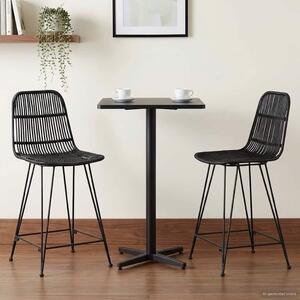 Bárszék 2 pcs Fekete 44 x 54 x 96 cm Rattan és acél