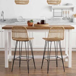 Bárszék 2 pcs Természetes 44 x 55 x 109 cm Rattan és acél