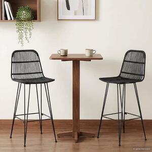 Bárszék 2 pcs Fekete 44 x 55 x 109 cm Rattan és acél