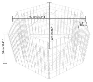 VidaXL hatszögletű gabion magaságyás 100 x 90 x 50 cm