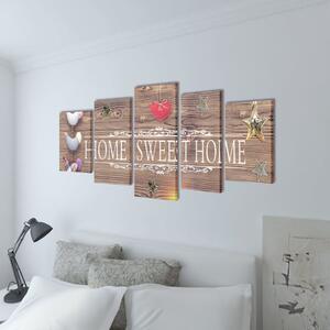 VidaXL Nyomtatott vászon falikép szett "Home Sweet Home" dizájn 100 x 50 cm