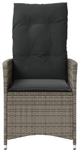 VidaXL szürke polyrattan dönthető kerti szék párnákkal