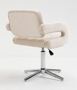 HR8403CROSS Krémszínű modern velúr szék krómozott lábbal