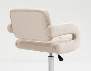 HR8403CROSS Krémszínű modern velúr szék krómozott lábbal