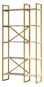 Fehér-aranyszínű polcos állvány márvány dekorral 87,5x175 cm Monica – Kalune Design