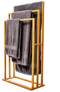 Blumfeldt Törülközőtartó, 3 rúd törülközőknek, 55 x 100 x 24 cm, lépcsőzetes kialakítás, bambusz