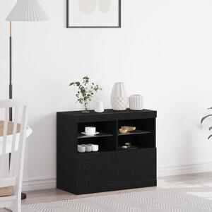 Oldalszekrény LED Műszaki Fekete tölgy 81x37x67 cm