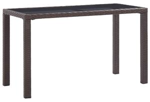 Barna polyrattan kerti asztal 123 x 60 x 74 cm