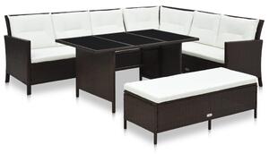 VidaXL 3-részes barna polyrattan kerti bútorgarnitúra párnákkal