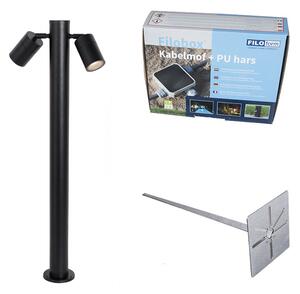 Álló kültéri lámpa fekete 80 cm IP44 állítható 2-lámpás - Duo