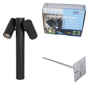 Kültéri állólámpa fekete 50 cm 2-lámpás állítható - Duo