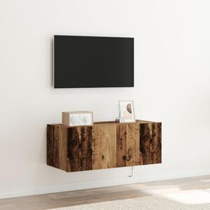 TV Fali Szekrény LED Világítással Régi Fa 80x35x31 cm